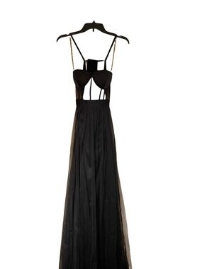 Windsor Black Strappy Mesh Maxi Dress